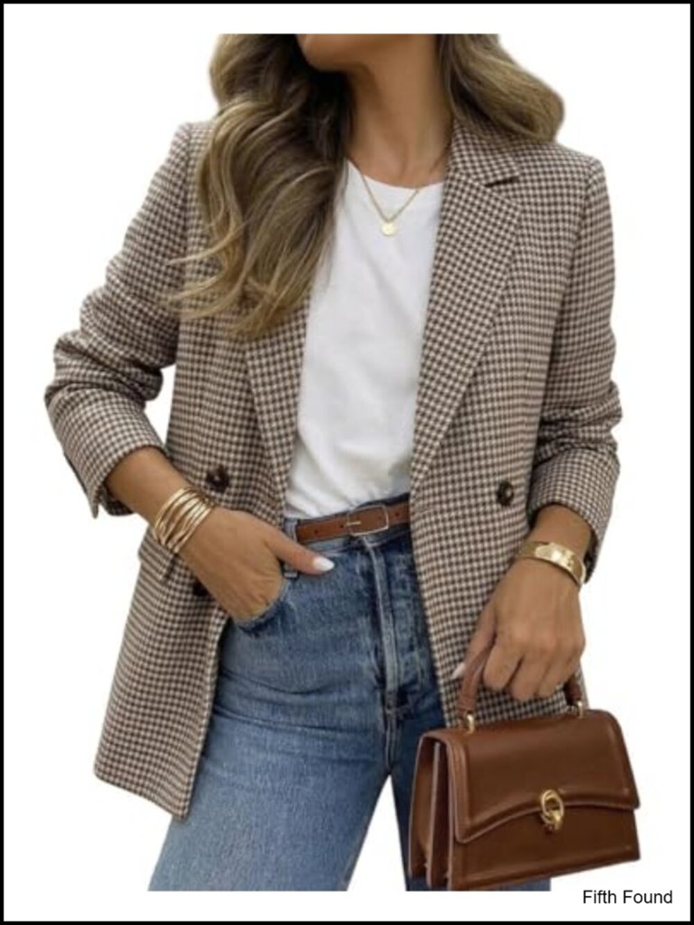 Oversized Plaid Tweed Boyfriend Blazer Notch Lapel Work Professional